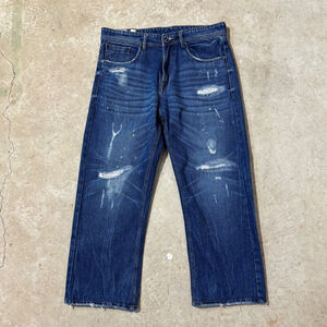 Amiri Blue Jeans Men’s Size 34 HEMMED Embroidered Zipper Fly Distressed Straight